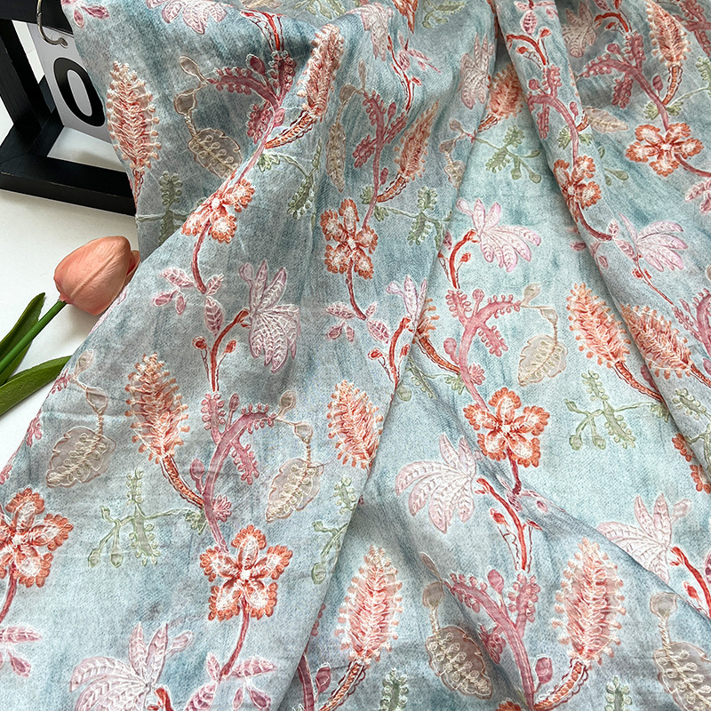 Home Textiles Wholesale - 1 미터 빈티지 꽃 자수 브로케이드
