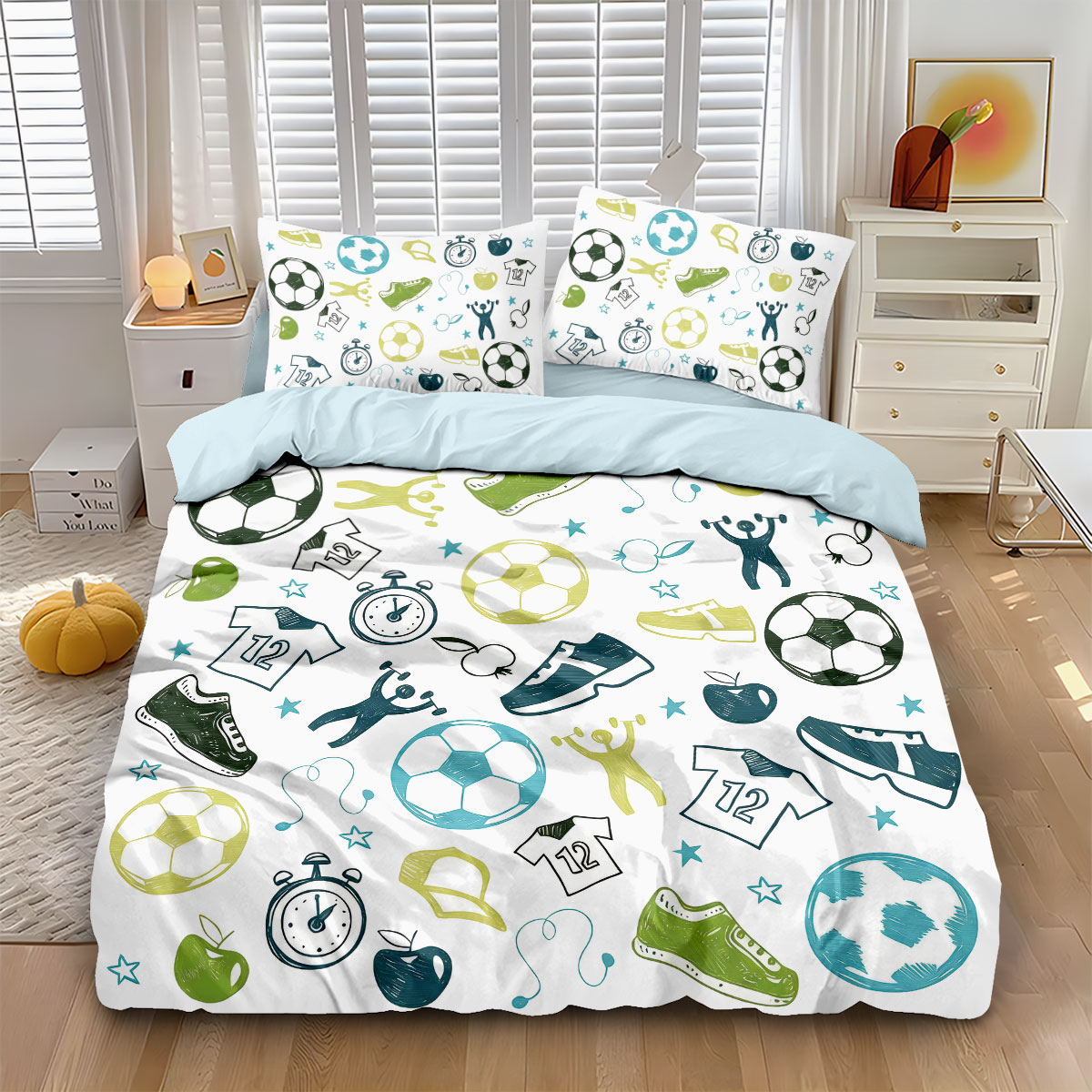 Home Textiles Bedding - 3개 축구 그래피티 프린트 스타일 코어리스