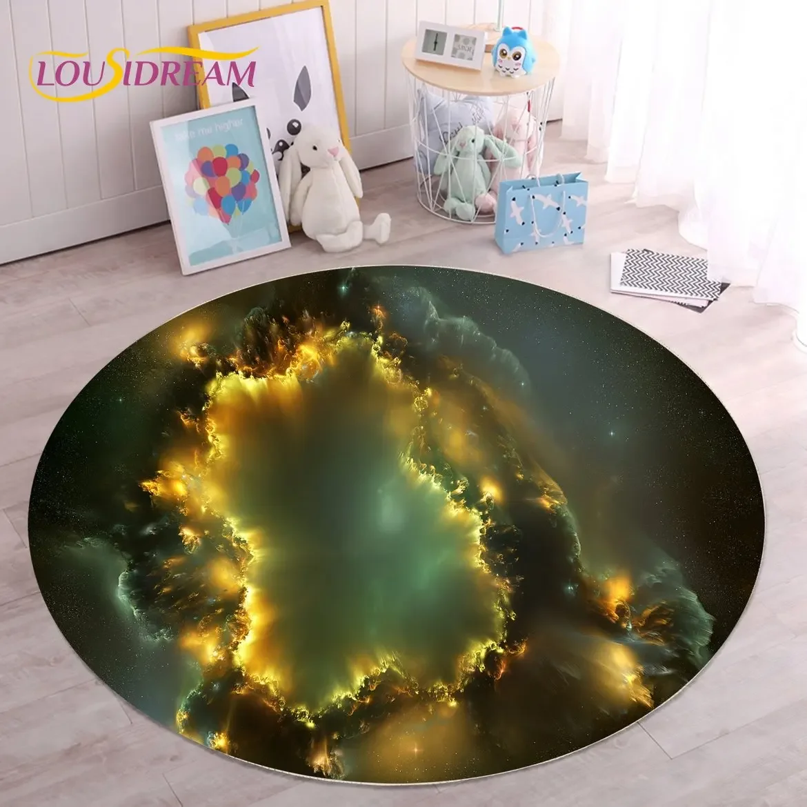 Galaxy Home Textiles - 크리스탈 벨벳 갤럭시 원형 러그, HD