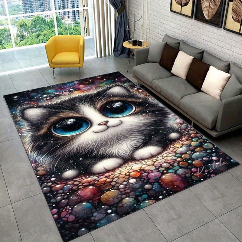 Galaxy Home Textiles - 아늑한 침실을 위한 갤럭시 고양이 러그