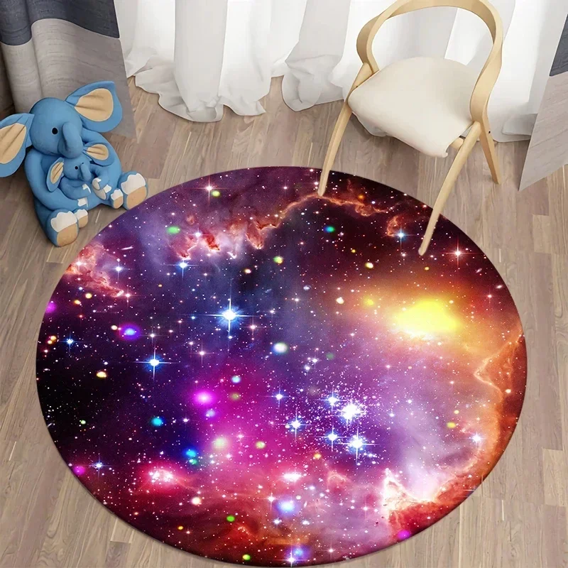 Galaxy Home Textiles - 크리스탈 벨벳 갤럭시 라운드 러그, 공간