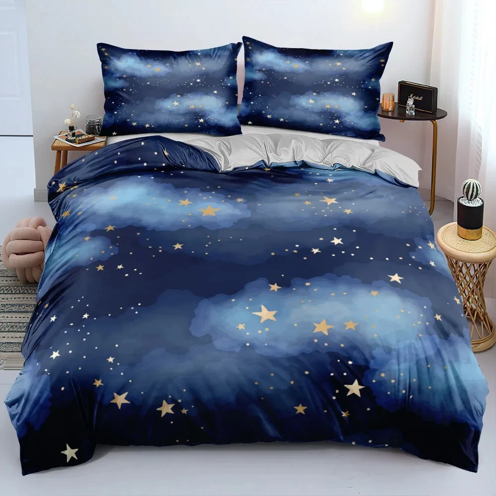 Galaxy Home Textiles - 럭셔리 갤럭시 다크 블루 편안한 이불