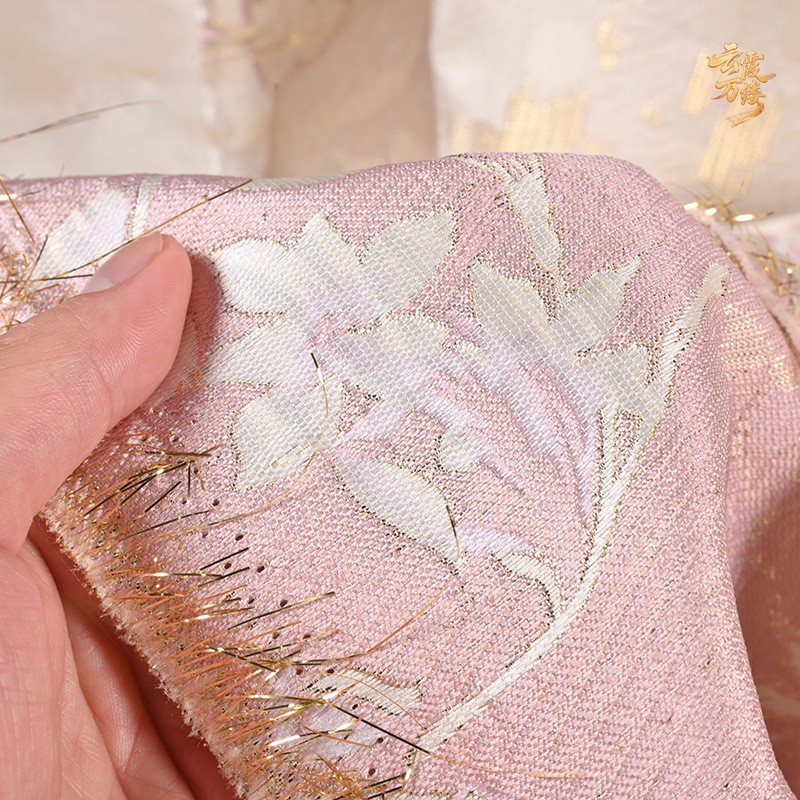 중국풍 핑크 골드 큰 꽃무늬 릴리프 자수 자카드 원단, - Home Textiles Designer 리뷰 및 가격