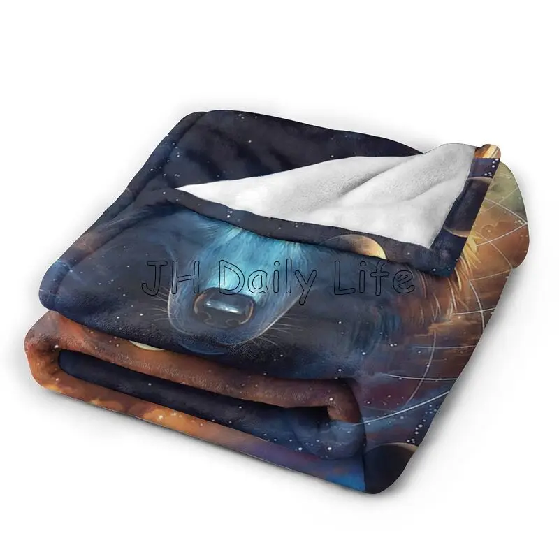 멋진 늑대 은하 달 프린트 담요 부드럽고 따뜻한 플리스 - Galaxy Home Textiles 리뷰 및 가격