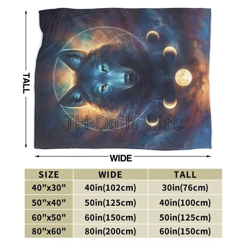 멋진 늑대 은하 달 프린트 담요 부드럽고 따뜻한 플리스 - Galaxy Home Textiles 리뷰 및 가격