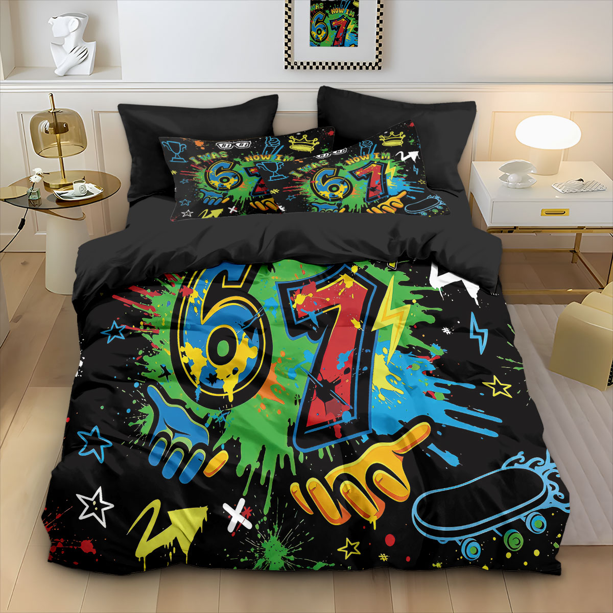 3pcs 그래피티 스타일 게임 컨트롤러 67 요소 인쇄 - Home Textiles Bedding 리뷰 및 가격
