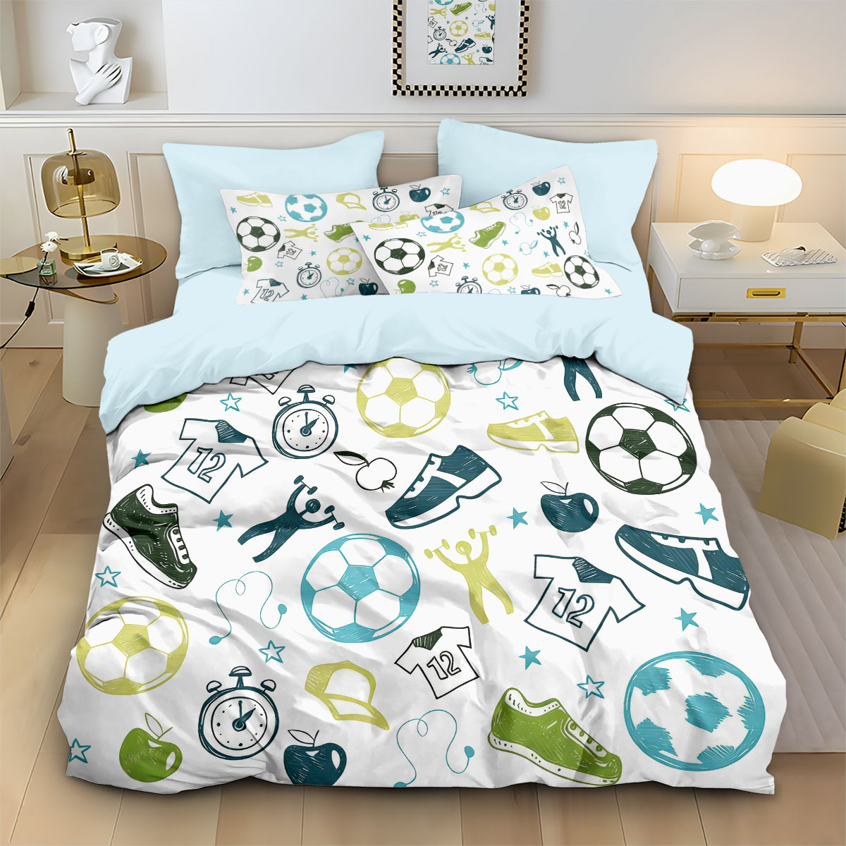 3개 축구 그래피티 프린트 스타일 코어리스 이불 커버  - Home Textiles Bedding 리뷰 및 가격