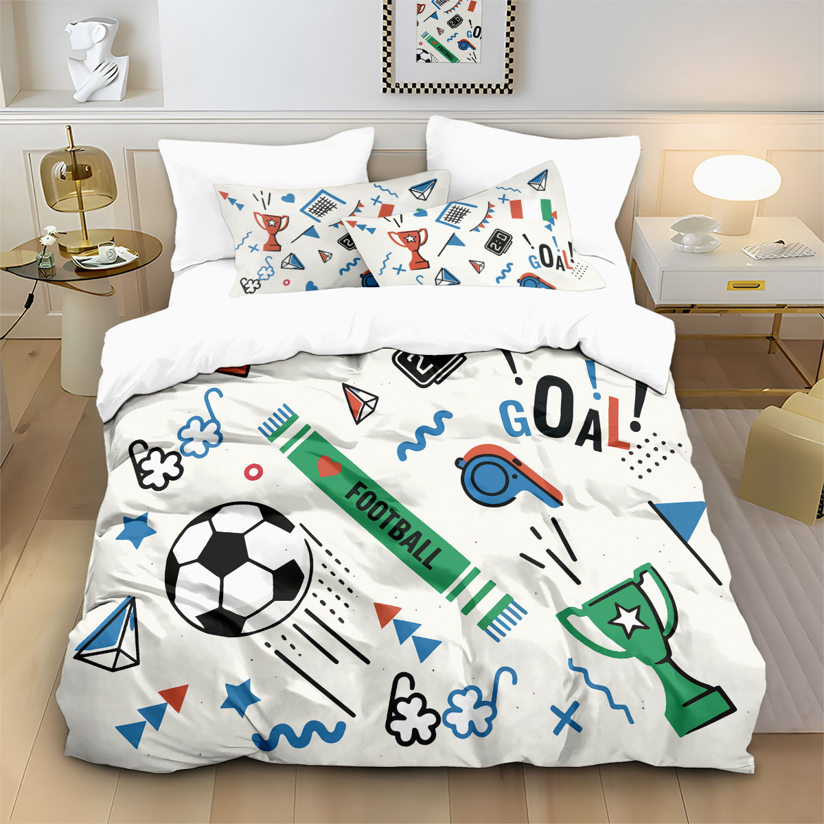 3개 축구 그래피티 프린트 스타일 코어리스 이불 커버  - Home Textiles Bedding 리뷰 및 가격