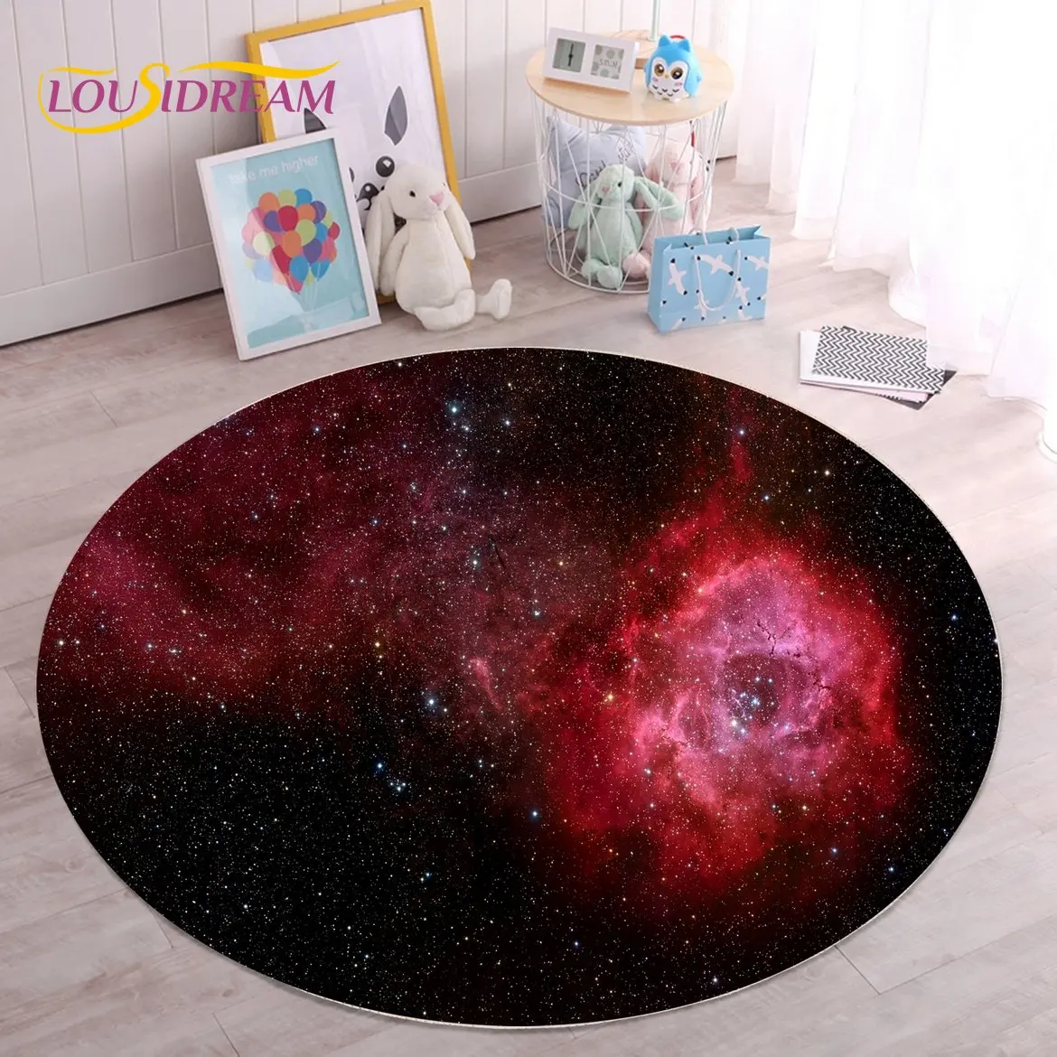 크리스탈 벨벳 갤럭시 원형 러그, HD 우주 별 프린트 - Galaxy Home Textiles 리뷰 및 가격