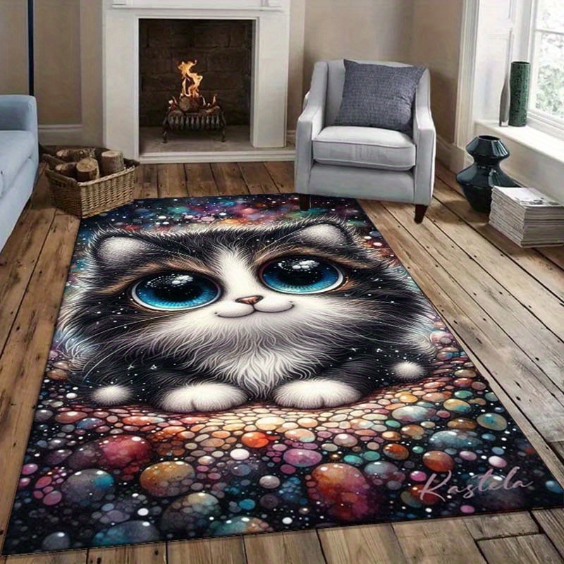 아늑한 침실을 위한 갤럭시 고양이 러그 - 우주에서 영 - Galaxy Home Textiles 리뷰 및 가격