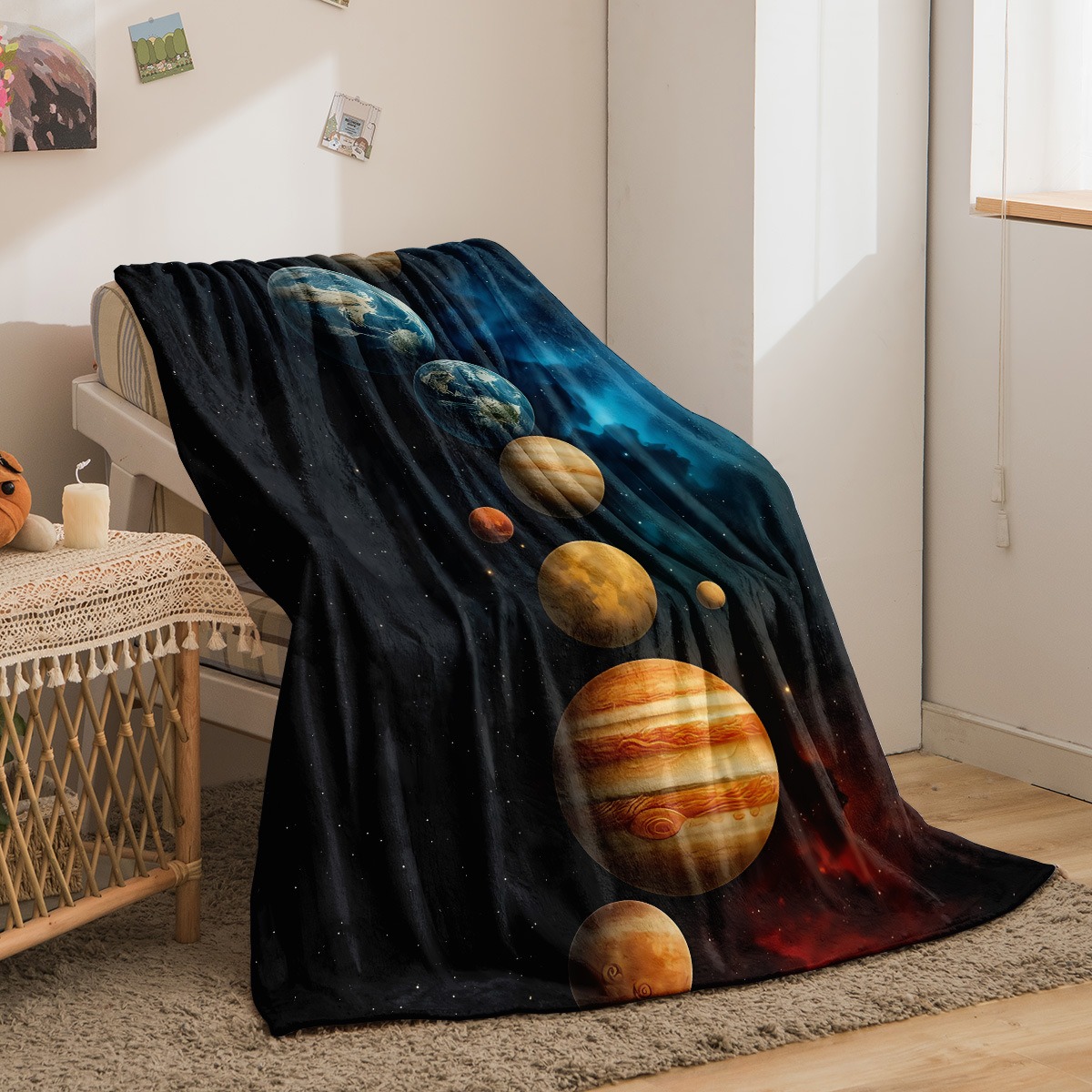 갤럭시 행성 패턴 플란넬 프린트 담요 모든 계절에 적합 - Galaxy Home Textiles 리뷰 및 가격