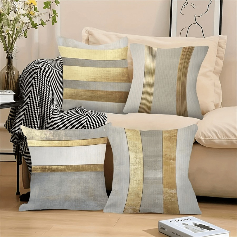 화려한 골드와 중성적인 줄무늬 베개 커버, 고급스러운  - Luxury Home Textiles Usa 리뷰 및 가격