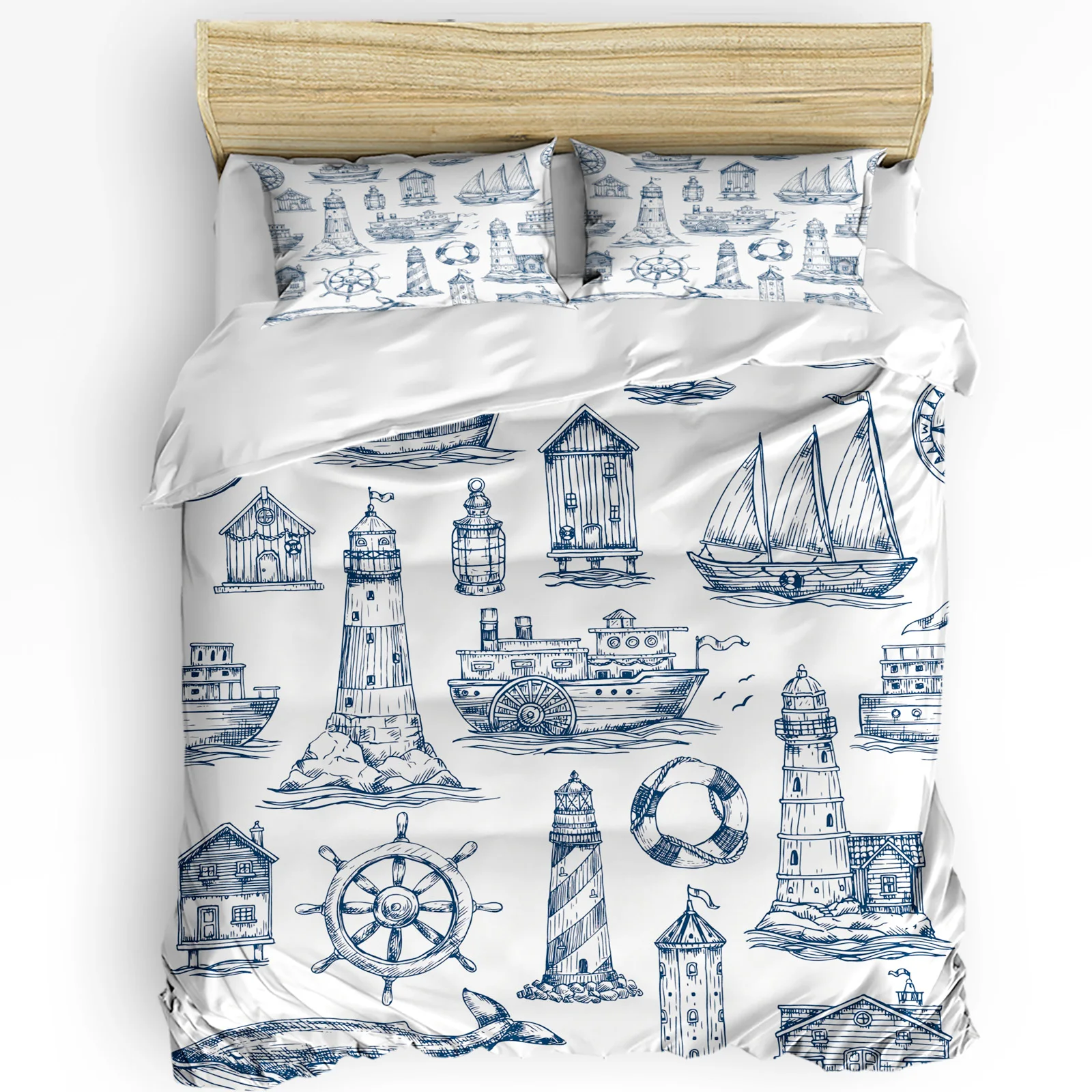 해상 앵커 선박 등대 고래 아트 3pcs 침구 세트 더 - Home Textiles Bedding 리뷰 및 가격