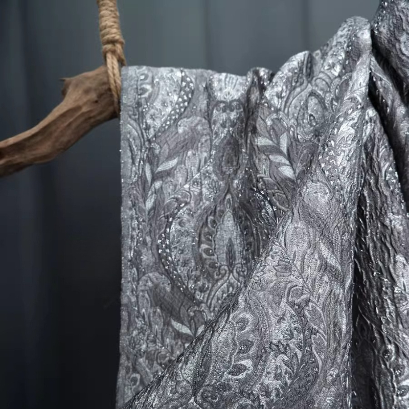 회색 궁정 스타일 광택 자카드 커튼 소파 원단 수제 재 - Home Textiles Designer 리뷰 및 가격