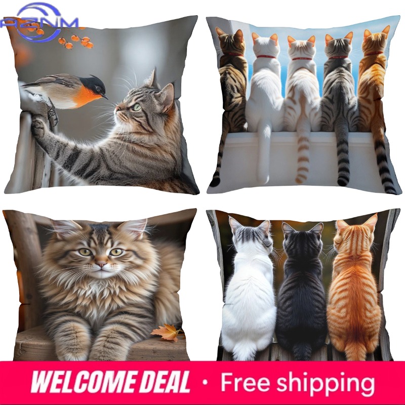 다양한 고양이 이미지가 있는 귀여운 고양이 베개, 가정 - Home Textiles Images 리뷰 및 가격