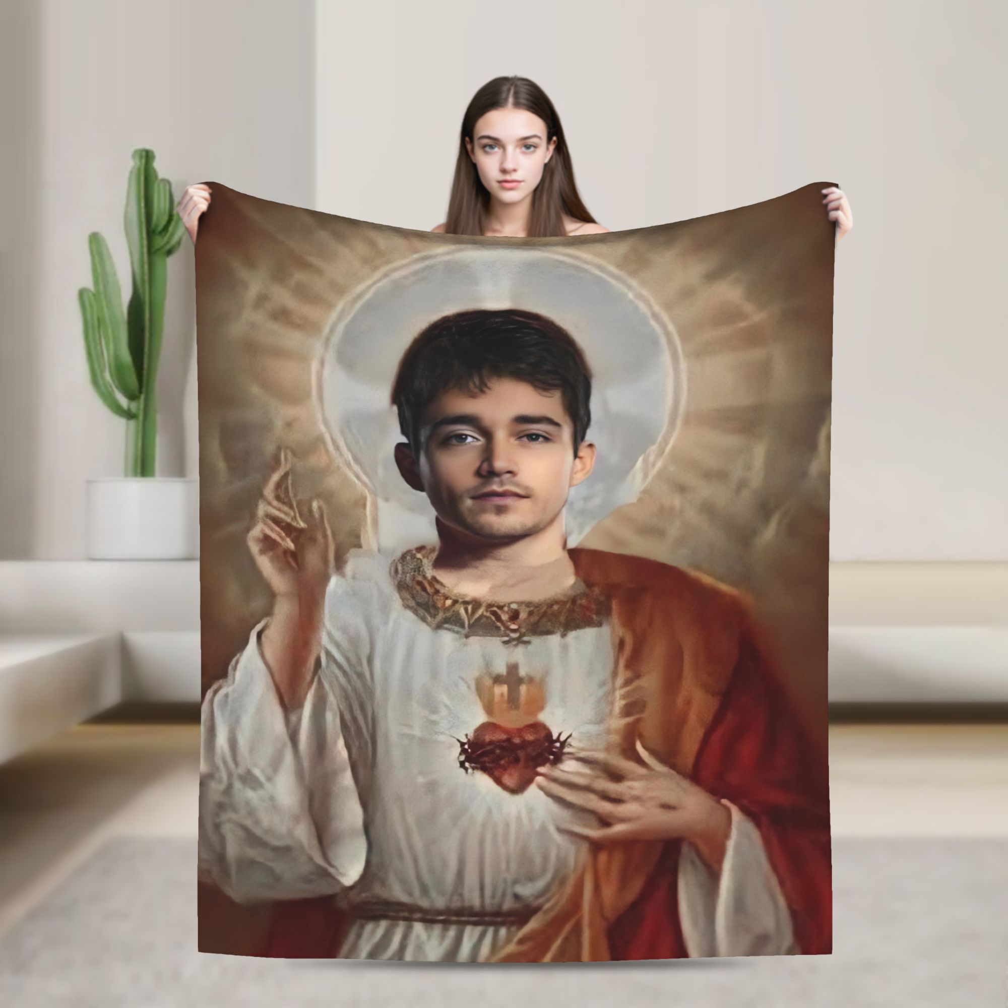 모든 계절에 적합한 예수의 재미있는 이미지 플란넬 프린 - Home Textiles Images 리뷰 및 가격