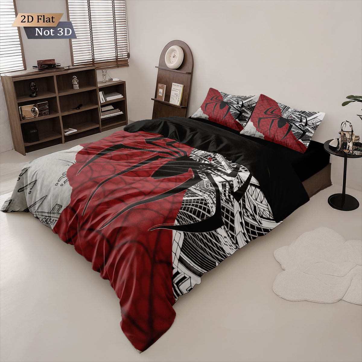 3pcs 블랙 스파이더 대조적인 인쇄 이불 세트, 멀티 - Home Textiles Bedding 리뷰 및 가격