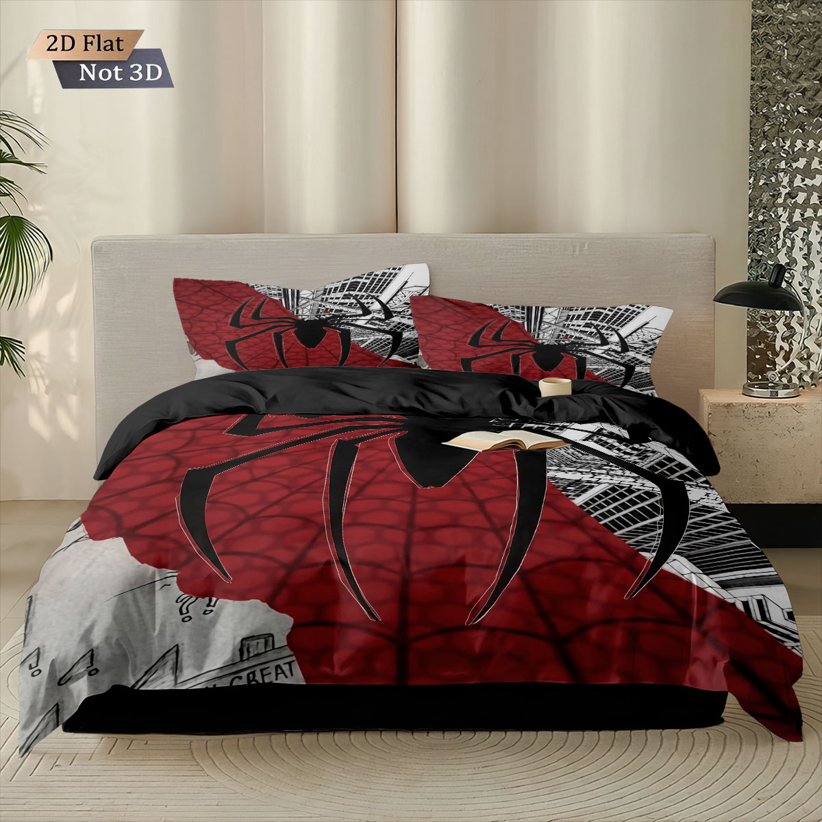 3pcs 블랙 스파이더 대조적인 인쇄 이불 세트, 멀티 - Home Textiles Bedding 리뷰 및 가격