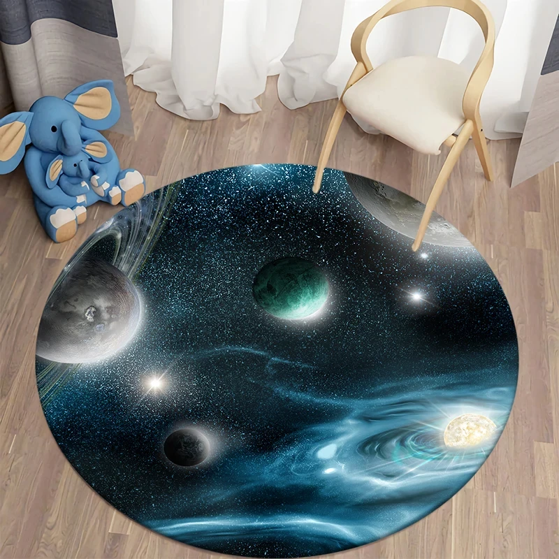 크리스탈 벨벳 갤럭시 라운드 러그, 공간 성운 별이 빛 - Galaxy Home Textiles 리뷰 및 가격